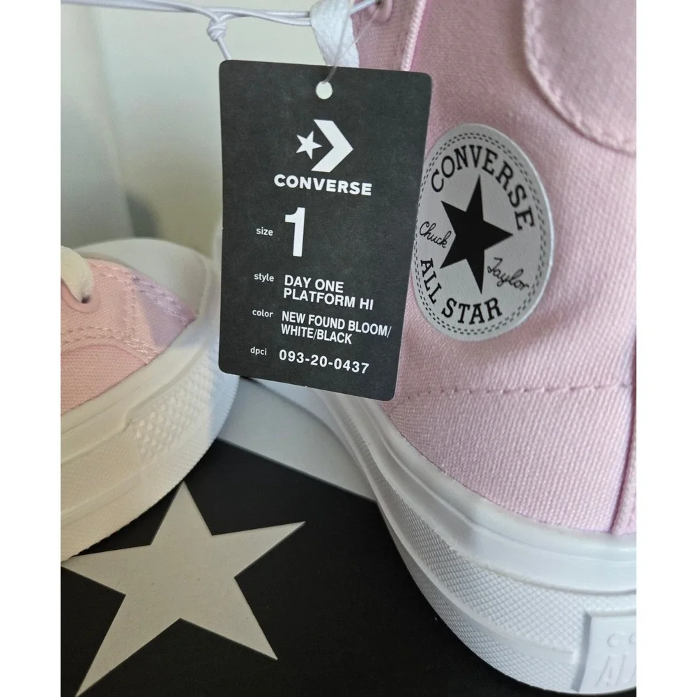 Converse Chuck Taylor All Star Day One Platform Hi Pink Youth Size 1 A19330F